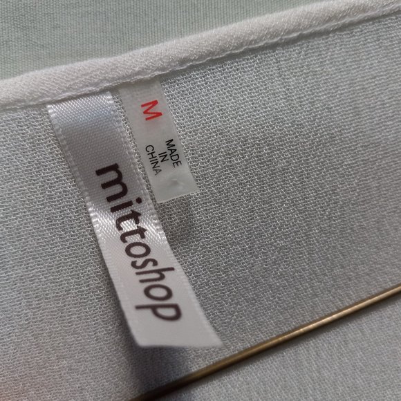 White Crepe Asymmetrical Embroidered Fluttery Top Medium (T-273) - Picture 11 of 11